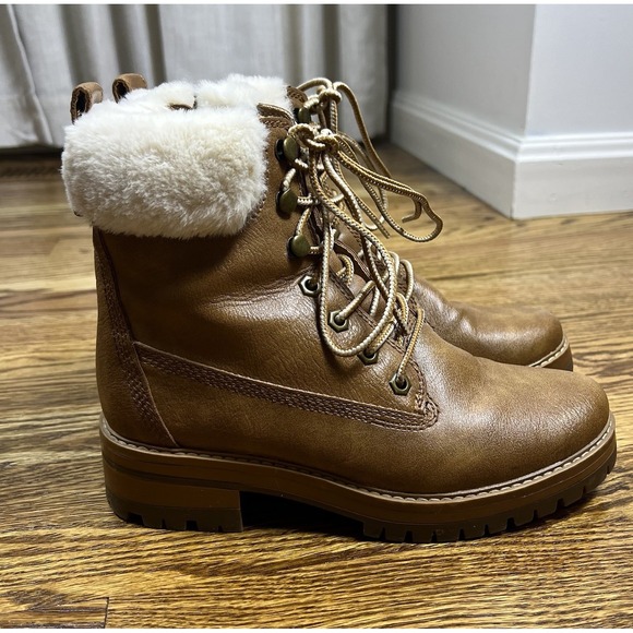 Madden Girl Shoes - Madden Girl Brown Winter Boots Faux Shearling Trim Side‎ Zip Sz 7.5
